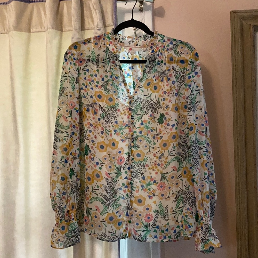 BODEN | Sheer Floral Long Sleeve Blouse | 10